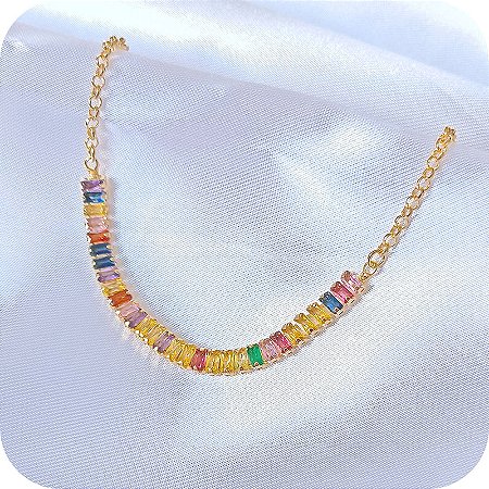 Pulseira Riviera Colorida - Banhada a Ouro 18k