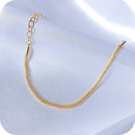Pulseira Acorrentada em Microfios- Banhada a Ouro 18k