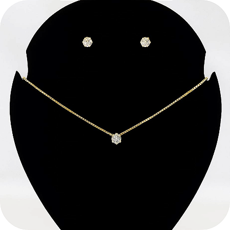 Conjunto colar + Brinco de Ponto de Luz