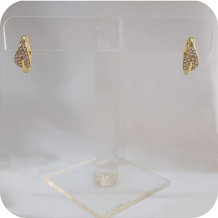 Argolinha de Click Folha com Microzircônias