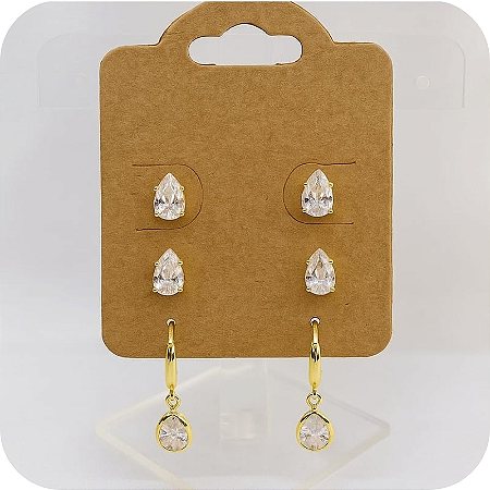 Trio de Brincos em Zircônias