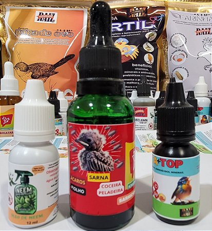 kit completo para tratamento do Mal do pela, ácaro, piolho, sarna, coceira, peladeira e muda encruada em aves 🐦.