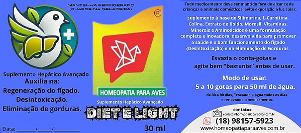 Suplemento Hepático Avançado DIET E LIGHT para PÁSSAROS GORDOS E COM PROBLEMAS NO FÍGADO