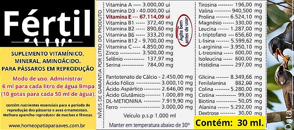 FÉRTIL. fertilidade e reprodução. para aves