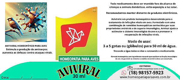 AVIVIRAL. ANTIVIRAL HOMEOPÁTICO PARA AVES