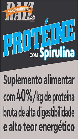 PROTÉINE 40%/kg de proteínas brutas de alto valor Biológico, um Suplemento Alimentar com SPIRULINA, de alta digestibilidade e alto teor energético. 60g