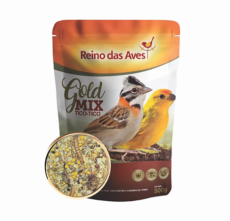 Ração Reino das Aves Gold Mix Tico-Tico - Insetos - 500g
