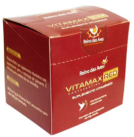 Vitamax Red Cantaxantina cx c/12un – Reino das Aves - INDICADO PARA CANÁRIOS DA COR VERMELHA