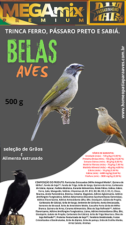 Megamix Premium Saporito Mix Plus. Belas Aves e um mix de semente e ração extrusada para Trinca Ferro, Pássaros Preto, Sabiá. Passarinheiro Raiz