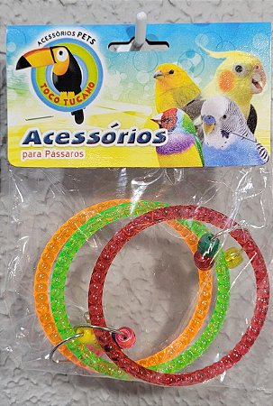 argola para pássaros coloridas p
