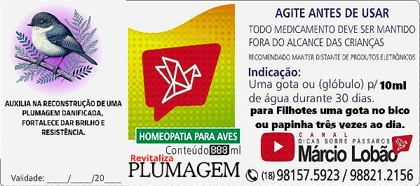 Revitaliza Plumagem - Solução Homeopática para Aves