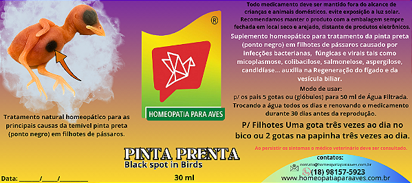 Black spot in Birds, Tratamento natural, seguro e eficaz contra as principais causas da pinta preta en Pássaros. 30ml