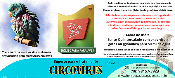 Solução Homeopática para o Suporte no tratamento do Circovírus.