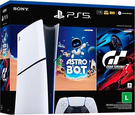 PS5 Slim Nacional Digital Com 2 Jogos ASTRO BOT + Gran Turismo 7 -825 GB