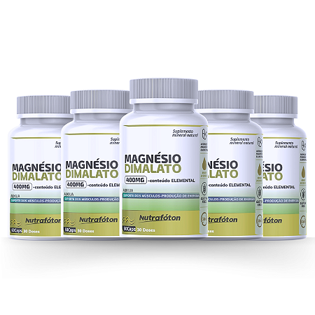 Magnésio Dimalato 400 mg do PURO Elemental 60 cápsulas (5 unidades)