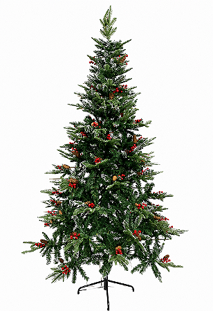 ÁRVORE DE NATAL ENFEITADA, PÉ DE FERRO - 210cm