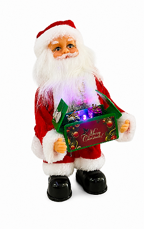BONECO PAPAI NOEL MUSICAL - COM SOM E LUZ