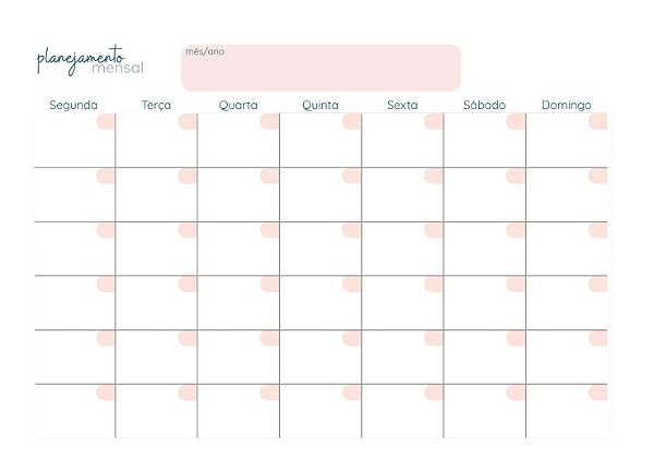 Bloco Planejador Mensal - Não Datado