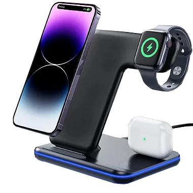 Estação de Carregamento 4 em 1:  Celular, Apple Watch, Air Pods e Luminária