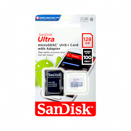 CARTAO DE MEMORIA SANDISK ULTRA 128GB MICRO SD C/ ADAPTADOR