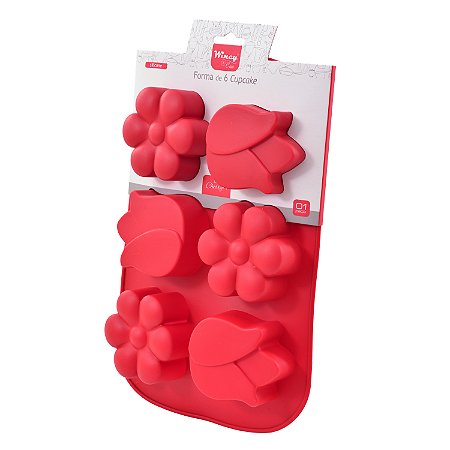 Molde De Silicone Flores Margaridas e Tulipas 6 Cavidades