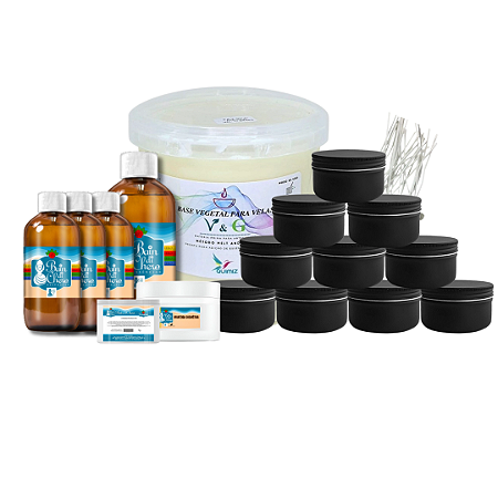 Kit Básico para Produção de Velas Aromáticas para Massagem com Latas 240ml