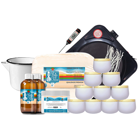 Kit Iniciante para Produção de Velas Aromáticas Completo com Cera de Coco