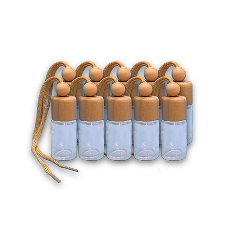 Kit 10 Frascos de Vidro com Tampa Difusora de Cedro para Cheirinhos de Carro