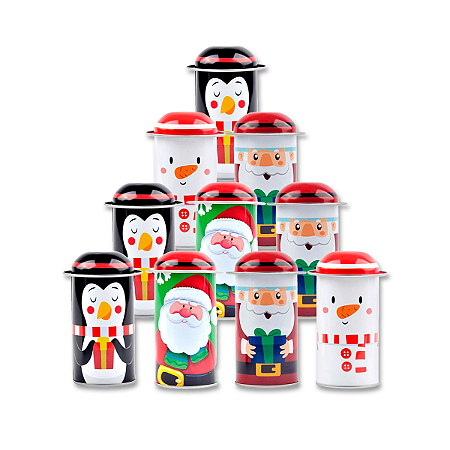 Latas Natal Decoradas Sortidas Para Vela 200ml Metal C/ Tampa