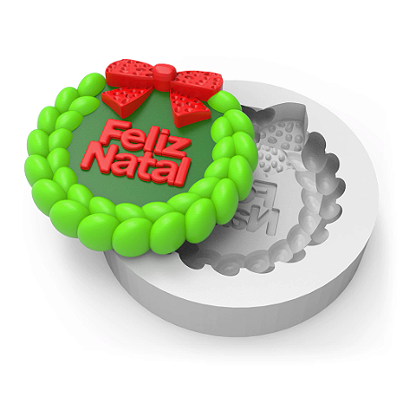 Molde de Silicone Guirlanda Feliz Natal para Sabonetes, Velas e Resina Artesanal