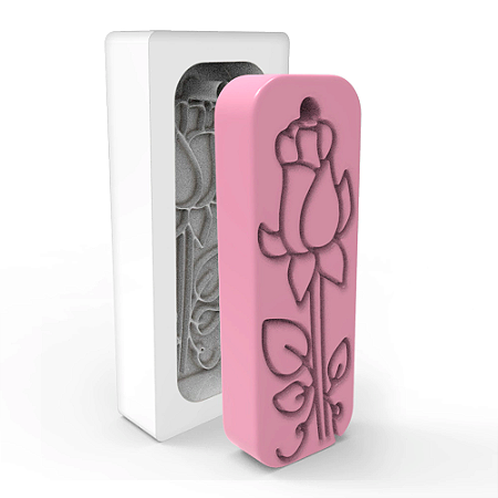Molde de Silicone Retangular Pingente com Flores para Sabonetes, Velas e Resina Artesanal