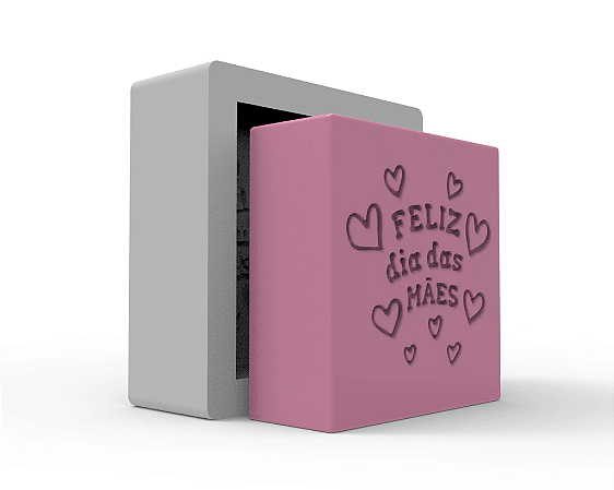 Molde de Silicone Barra dia das Mães Coraçõezinhos para Sabonetes, Velas e Resina Artesanal