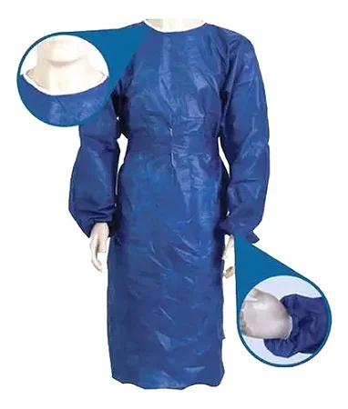 Avental Manga Longa e Tiras GR25 pac. c/10 un- AZUL