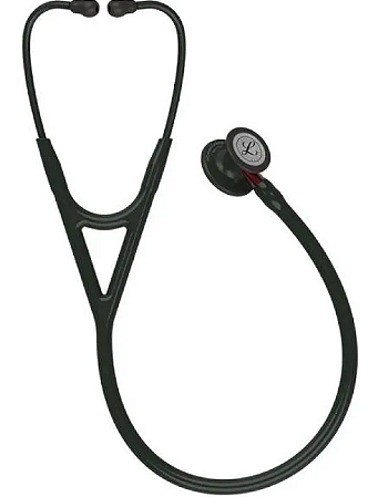 Estetoscópio 3M Littmann Cardiology IV 6200 - Preto/Preto Mate e Conector Vermelho - HB004614549