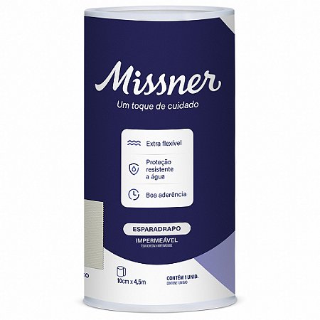 Esparadrapo Impermeável Branco 10cm x 4,5m - Missner