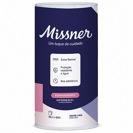 Esparadrapo Impermeável Rosa 10cm x 4,5m - Missner