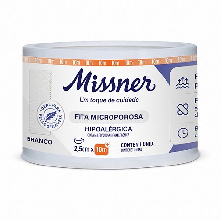 Fita Microporosa Hipoalérgica Branca 2,5cm x 10m -  Missner