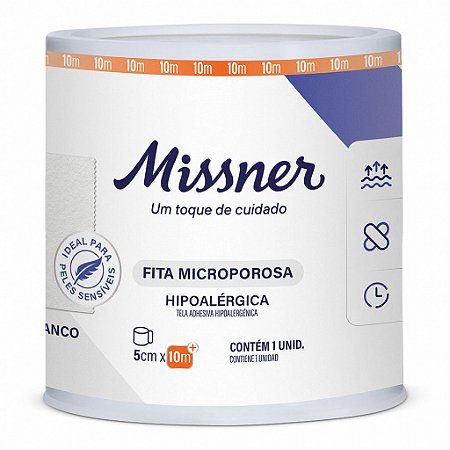 Fita Microporosa Hipoalérgica Branca 5cm x 10m -  Missner