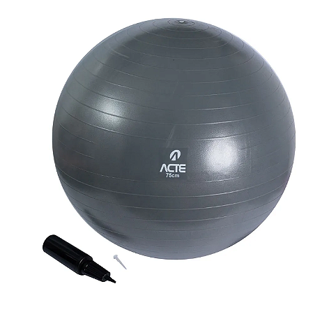 Bola Pilates 75cm Cinza Escuro com Bomba de Ar T9-75 - Acte Sports UND