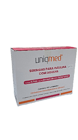 Seringas para Insulina 0,3mL  – 6mm x 0,25mm - Uniqmed