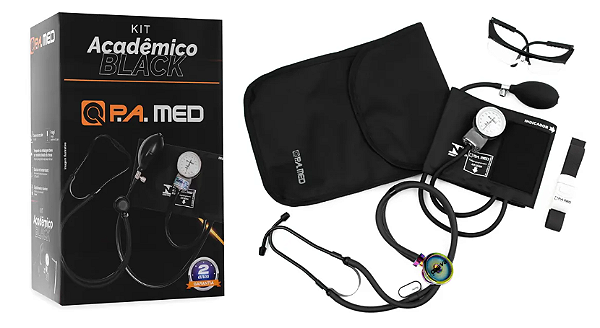 Kit Acadêmico Total Black com Bolsa Ergonômica – P.A. MED PRETO UND