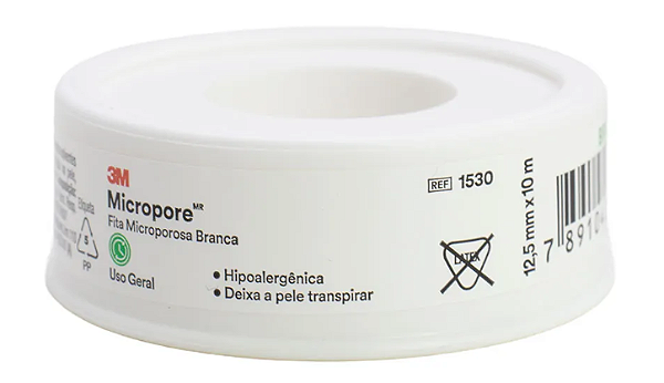 Fita Microporosa Branca Hipoalérgica 12,5mm x 10m - Solventum 3m