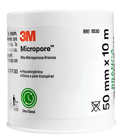 Fita Microporosa Branca Hipoalérgica 50mm x 10m - Solventum 3m