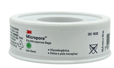 Fita Microporosa Bege Hipoalérgica 12,5cm x 10m - Solventum 3M