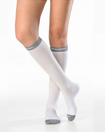 Meia De Viagem Sigvaris Traveno - Panturrilha Unisex Branca M