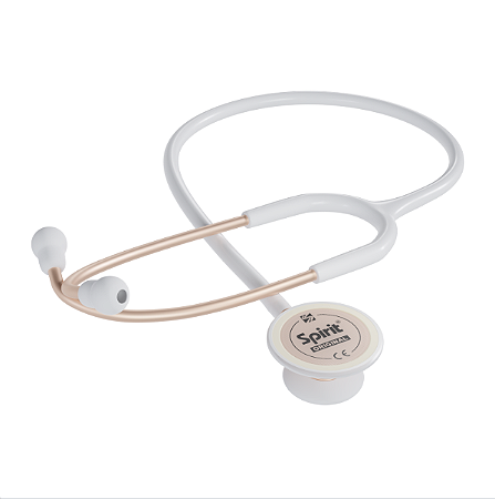 Estetoscópio Spirit MD Pro Lite II Adulto Branco Acabamento Dourado