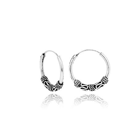 Brinco Argola De Bali 12mm - Prata 925