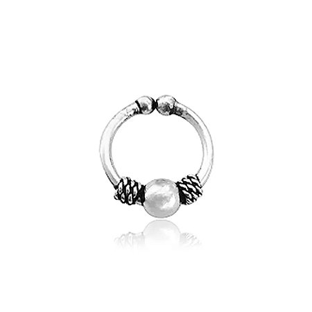 Piercing Argola De Pressão Prata De Bali