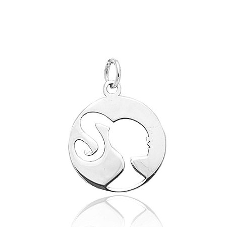 Pingente De Prata Boneca Vazada 19 mm