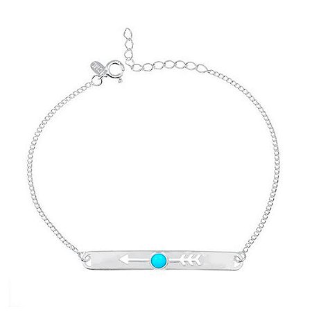 Pulseira De Prata Flecha Boho Turquesa 18 cm